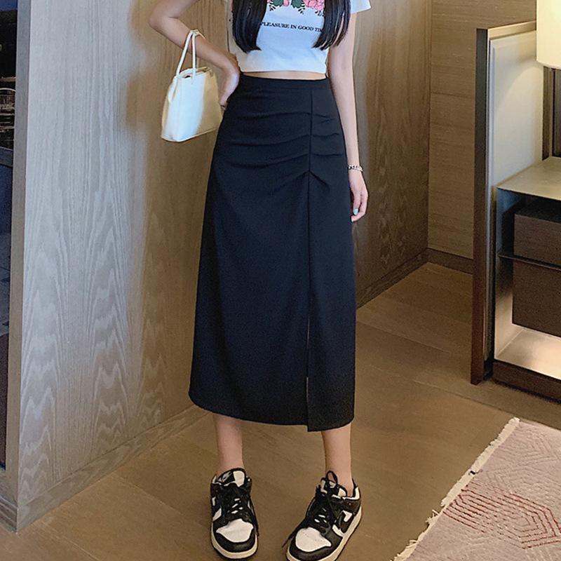 

Юбка-трапеция с разрезом выше колена, простая, с высокой талией, в стиле Commuter Temperament XL чёрный