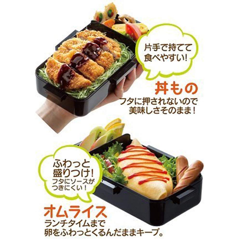Skater Ag+ Fluffy Bento Box, 830ml Large Capacity, Retro French Style, Black, Made in Japan (PFLB8AG)