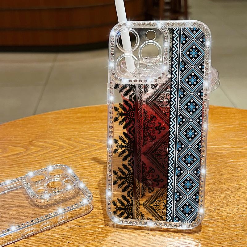 Vintage Totem Print Case For Samsung Galaxy A56 A55 A54 A36 A15 A16 A26 5G S25 Edge S24 S22 Ultra S23 FE Diamond TPU Phone Cover