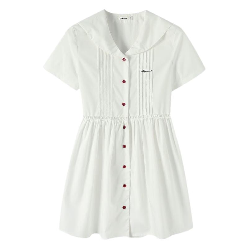 TonLion Women s Navy Collar A-Line Dress M