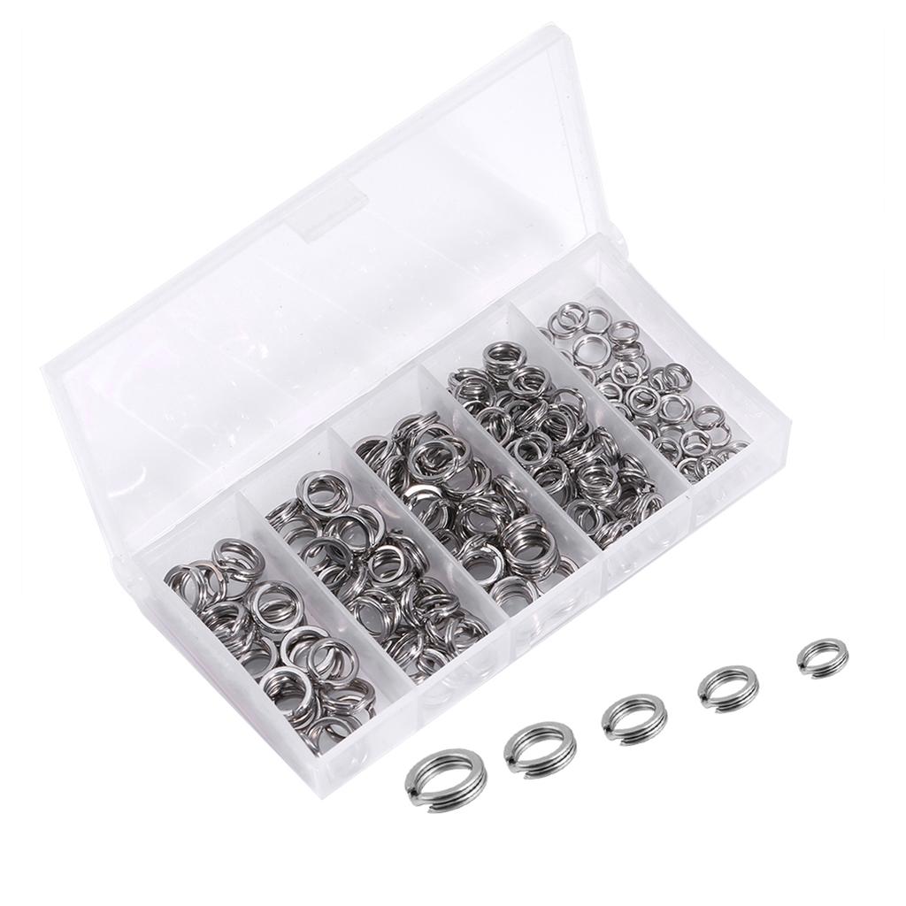 200pcs Hvy Duty Stainless Steel Fishing  Lit  S Bait Connectors 5 Sizes Corrosion Resistant Fast    Back with Plastic Box for Fishing Accessor