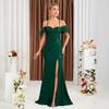 Off-Shoulder Spaghetti Strap Fishtail Evening Dress with Slit - New Slim Fit Gown for Annual Meeting or Special Events 2025