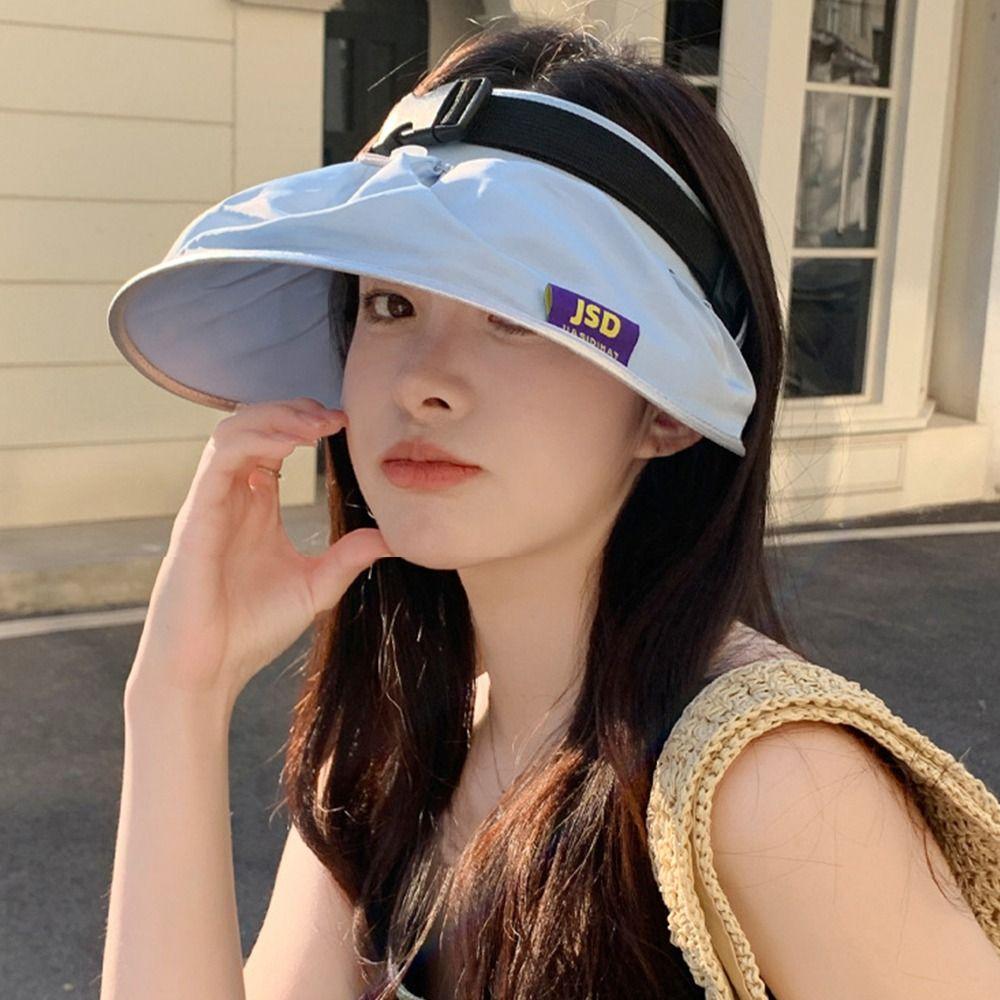 Kan brukes som skulderveske Dame solhatt Bred skygge solseil hatter All match visir cap