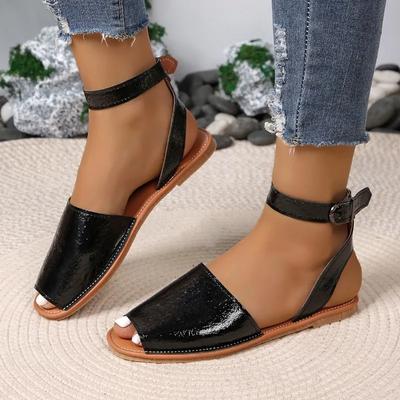2024 Hot Sale Shoes Ladies Buckle Strap Women's Sandals Plus Size Casual Sandals Women Round Toe Flat with Shoes Female Zapatos