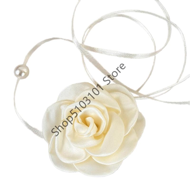 Romantic Gothic Big Rose Flower Clavicle Chain Necklace for Women Ladies Korean Fashion Adjustable Rope Choker Y2K Accessories
