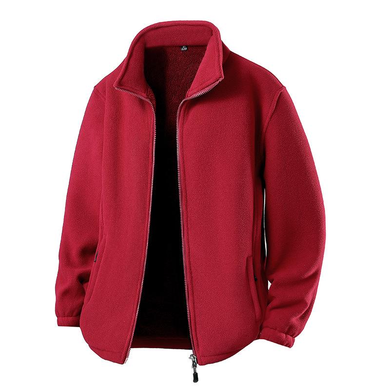 

Пухнаста куртка шерпа для чоловіків, повсякденна, на повній блискавці, зі стійкою, тепла, верхній одяг на осінь-зиму, куртки з полар-флісу, чоловіча, для активного відпочинку, для походів, м яке пальто з кишенями XL червоний