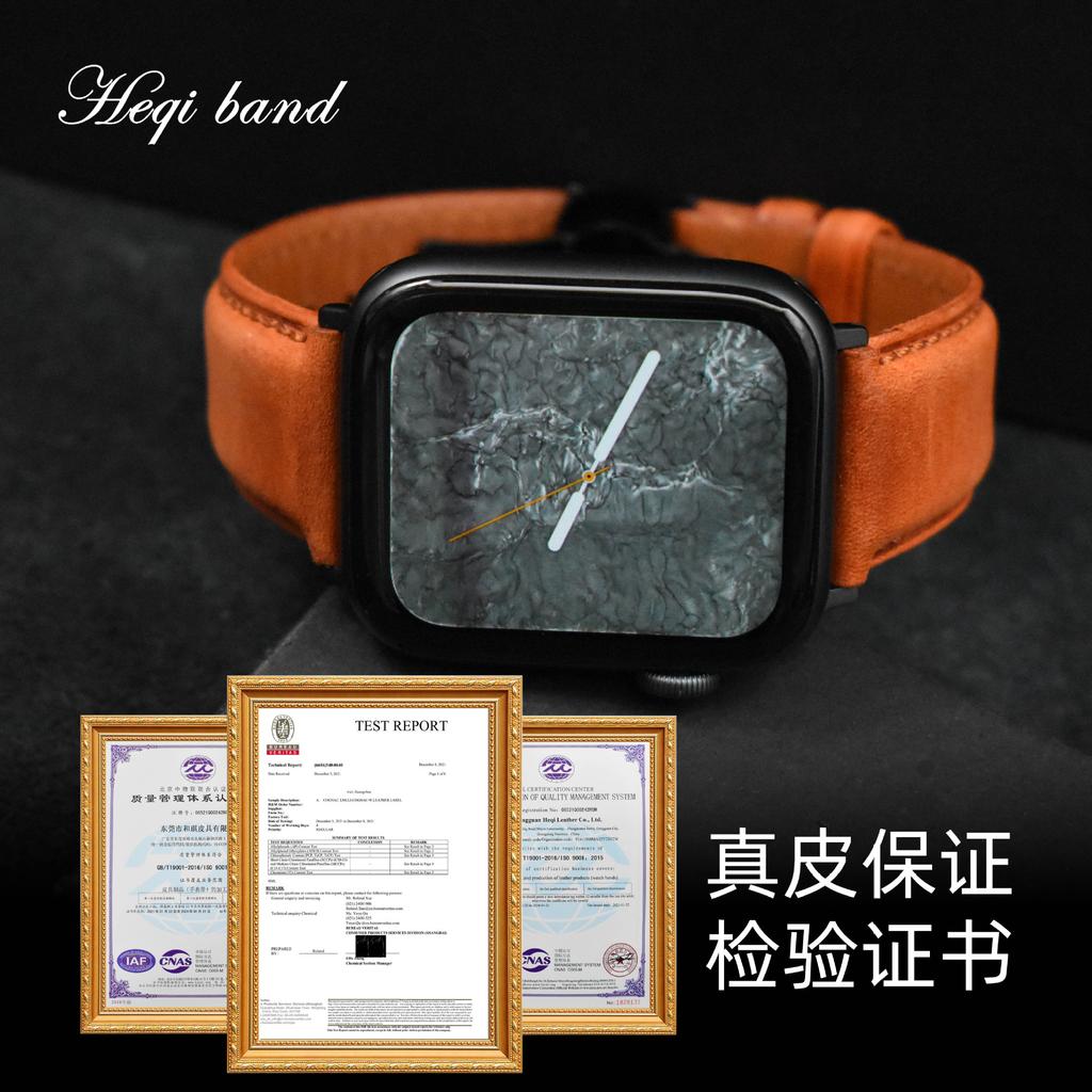 The First-Layer Cowhide Bracelet Is Suitable For Apple Watch S7 Strap Applewatch8 Genuine Leather Butterfly Buckle Strap.