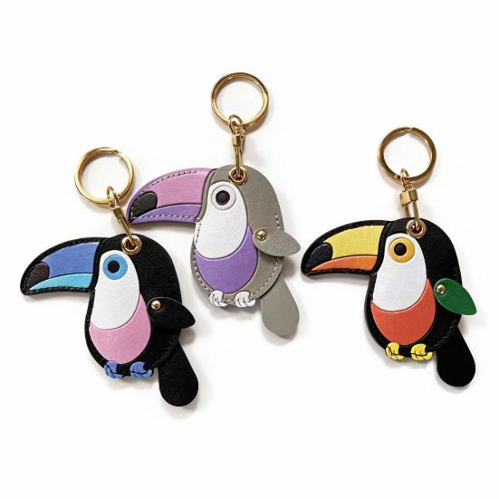 Keychain Pendant Imitation Leather Colorful Toucan Shape Key Chain with Universal