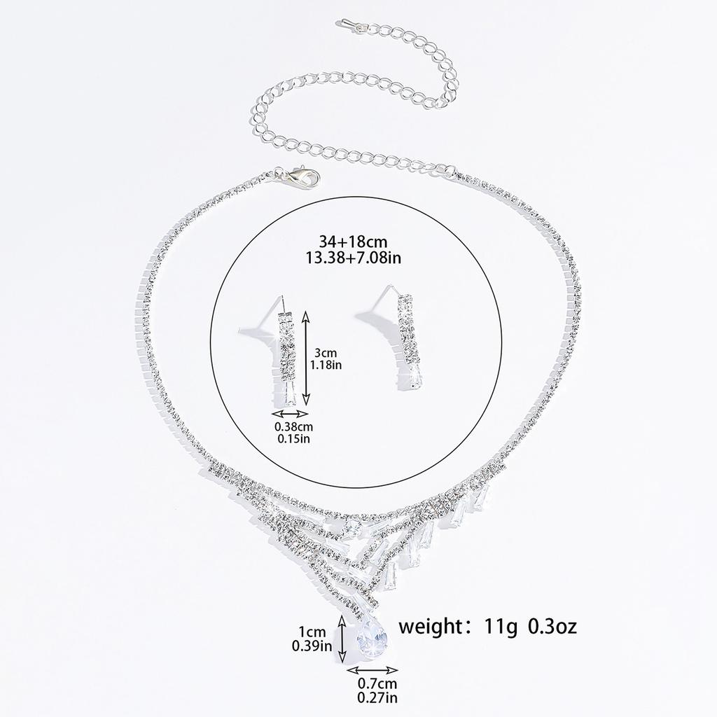 3PC Women's Fashion Design Tassel Necklace Earrings Zircon Set, Suitable for Wedding, Party, Festival Gifts
