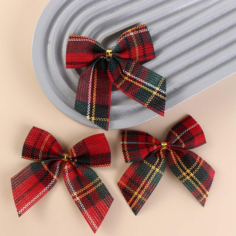10Pcs/set Various Style Christmas Plaid Bow Plaid Bow Christmas Garland Accessories  Christmas