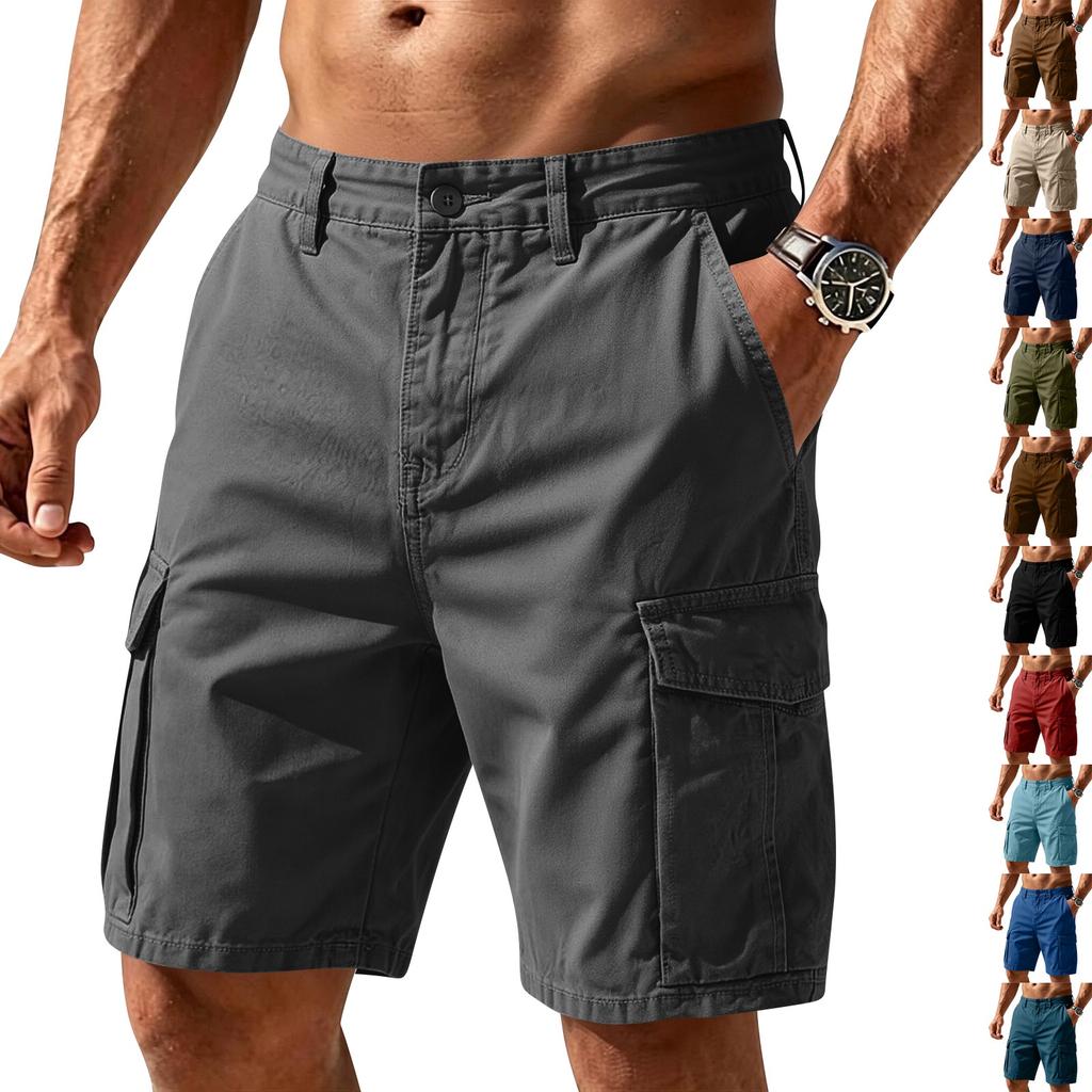 Men’s Loose Fit Cargo Shorts with Multiple Pockets Summer Knee Length Casual Utility Shorts for Outdoor Activities