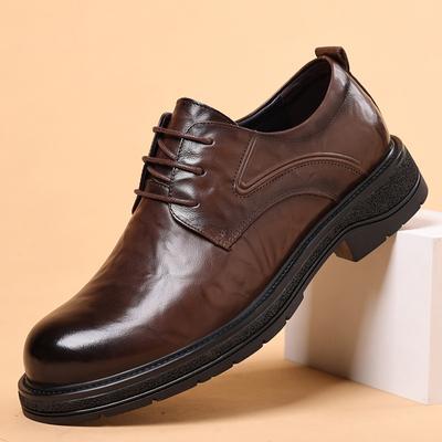Men's Casual Leather Shoes Genuine Leather Business Dress Men's Shoes Platform Big Head Breathable Shoes Non-slip and Wear-resistant Factory