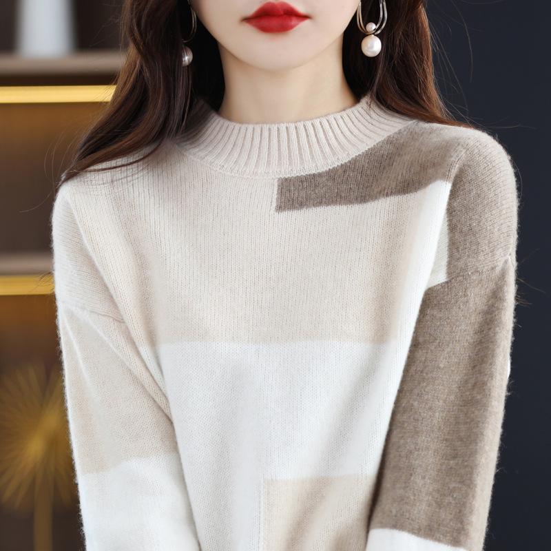 2023 Women's Cashmere Wool Loose Knit Sweater - Thickened Base Layer for Autumn/Winter