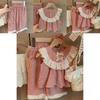 Cute Pink Summer Set For Girls Featuring Stylish Plaid Dress And Lace Trim Top For Ages Eight And Up
