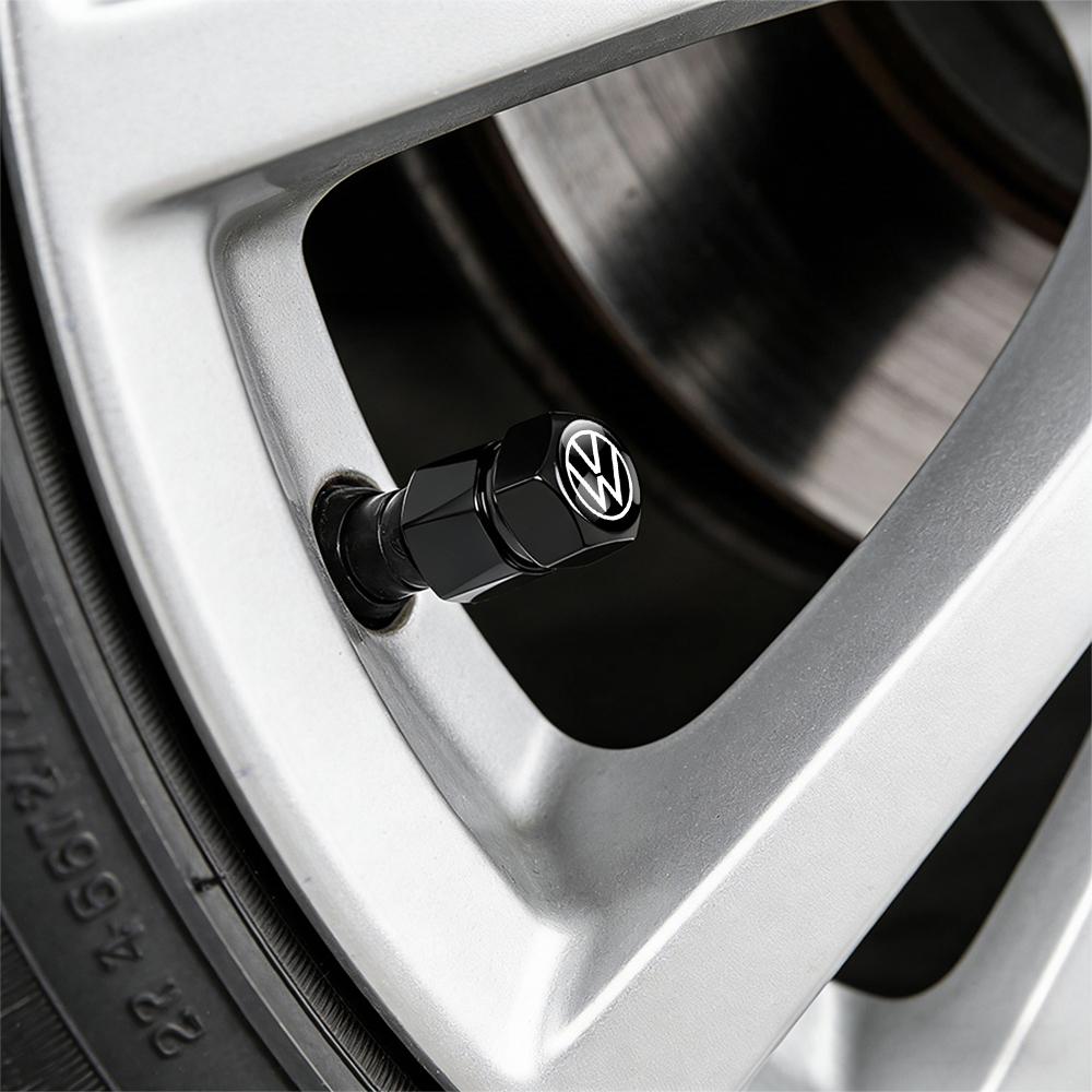 ABCD1 4Pcs Car Tire Valve Caps Metal Wheel Dust Covers Accessories For Volkswagen GTI Golf Polo Passat VW CC Tiguan T-ROC Jetta Taigo