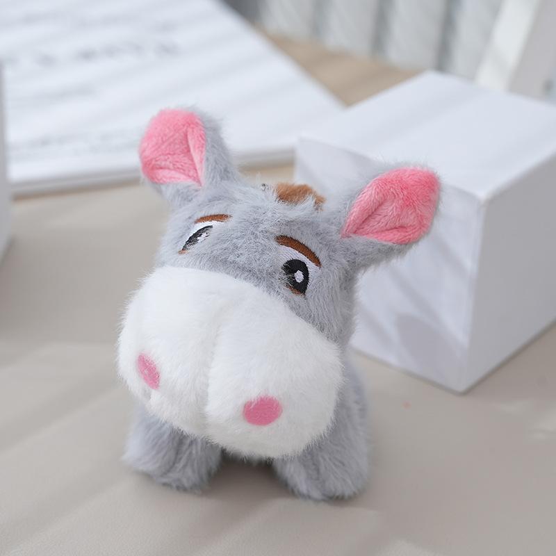 

Adorable Plush Donkey Stuffed Toy Soft Pp Cotton Keychain Cute Animal Figure Grey Tan Brown серый