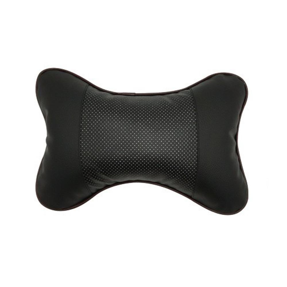 PU Leather Car Neck Support Pillow Elastic Soft Breathable Mesh Cervical Spine Cushion Fiber Fill Universal Headrest Pillow