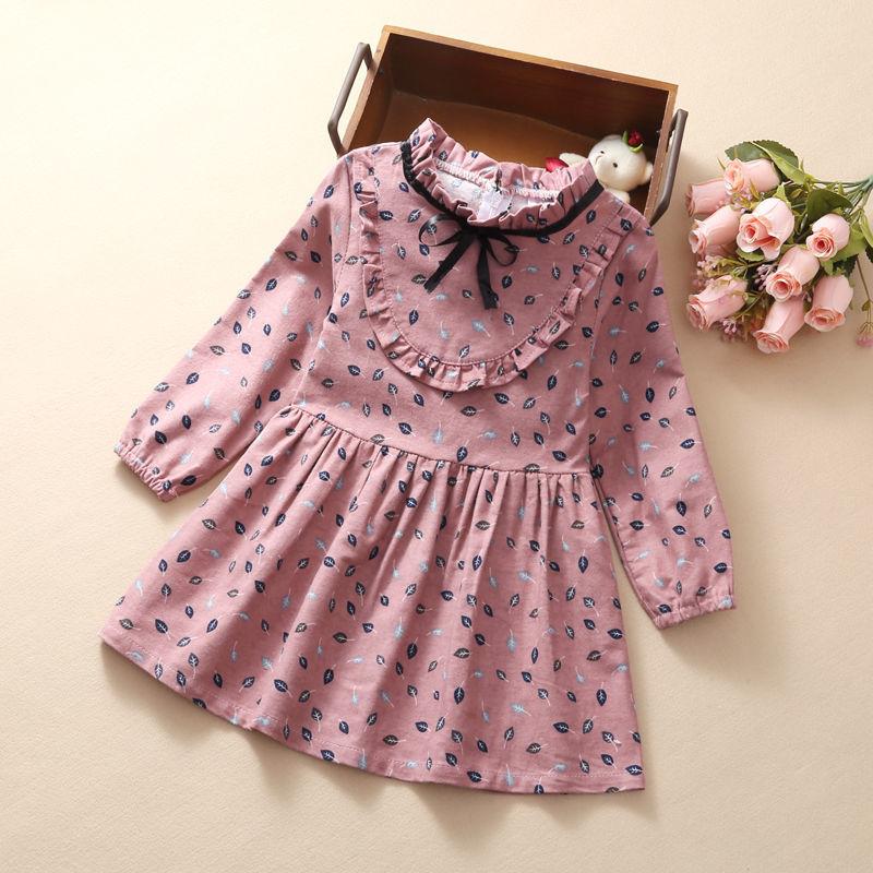 Girls' Dress Children's Floral Dress Stylish New Korean Style for Spring Autumn and Winter Long-sleeved Dress Base Layer Dress