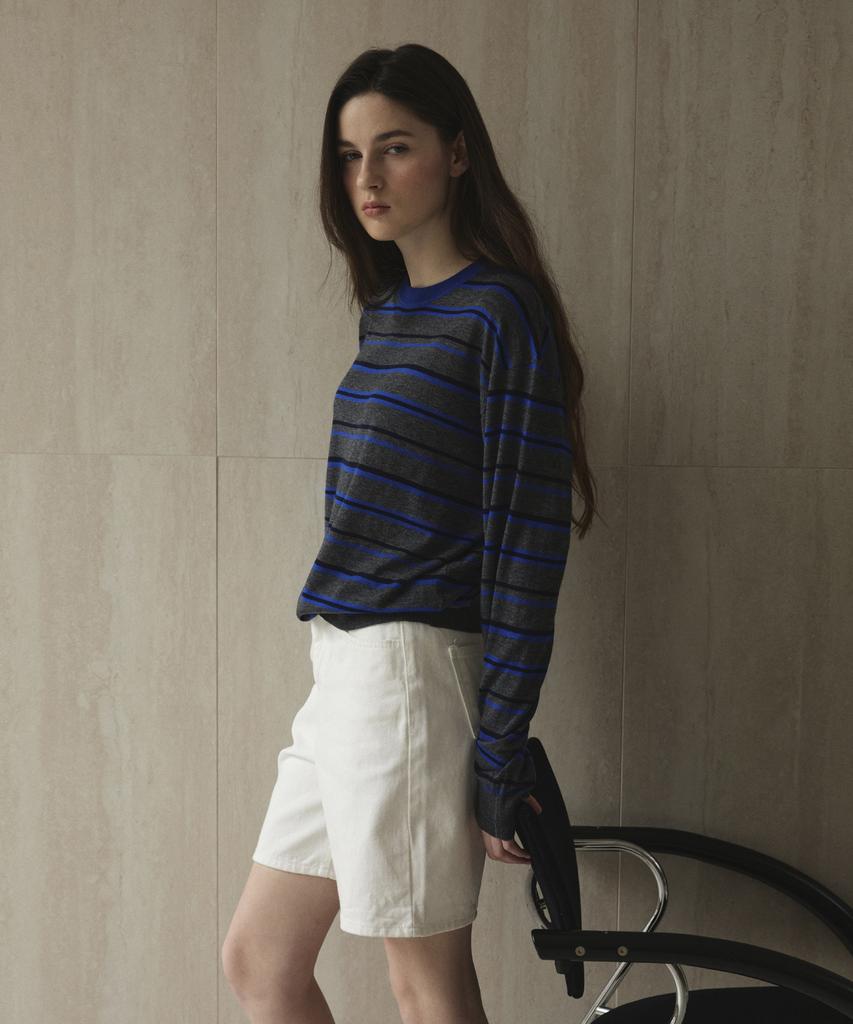 Seutyudioaenpaleukeu Multi Striped Knit_Grey