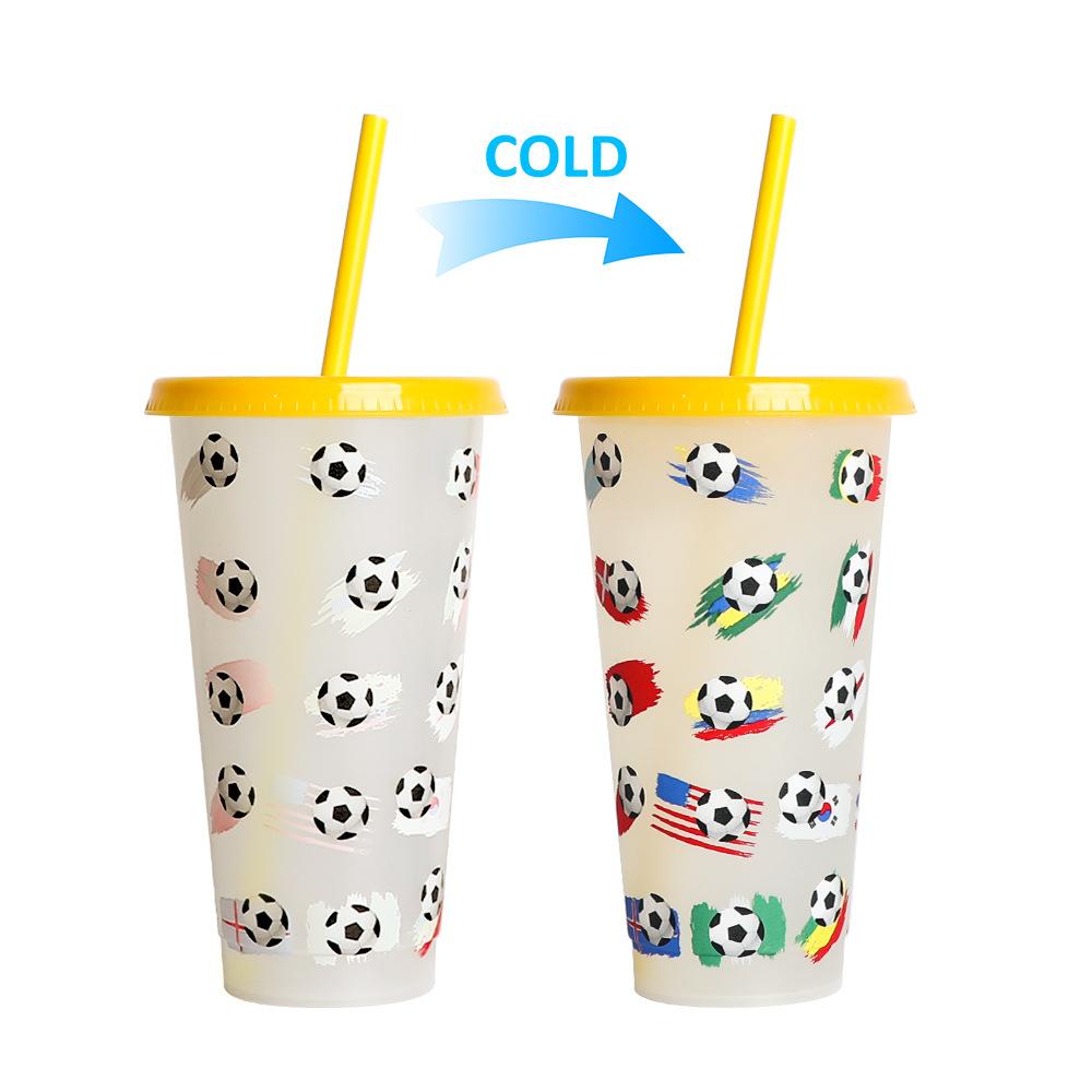 710ml PP Reusable with Straws Creative Water Cups Changing Colour Magical Plastic Cold Water Color Changing Cup for Halloween
