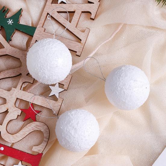 6Pcs 4/6/8CM Christmas Snow Ball White Foam Reusable Wedding Holiday Decoration Xmas Tree Hanging Ball Ornament Pendant