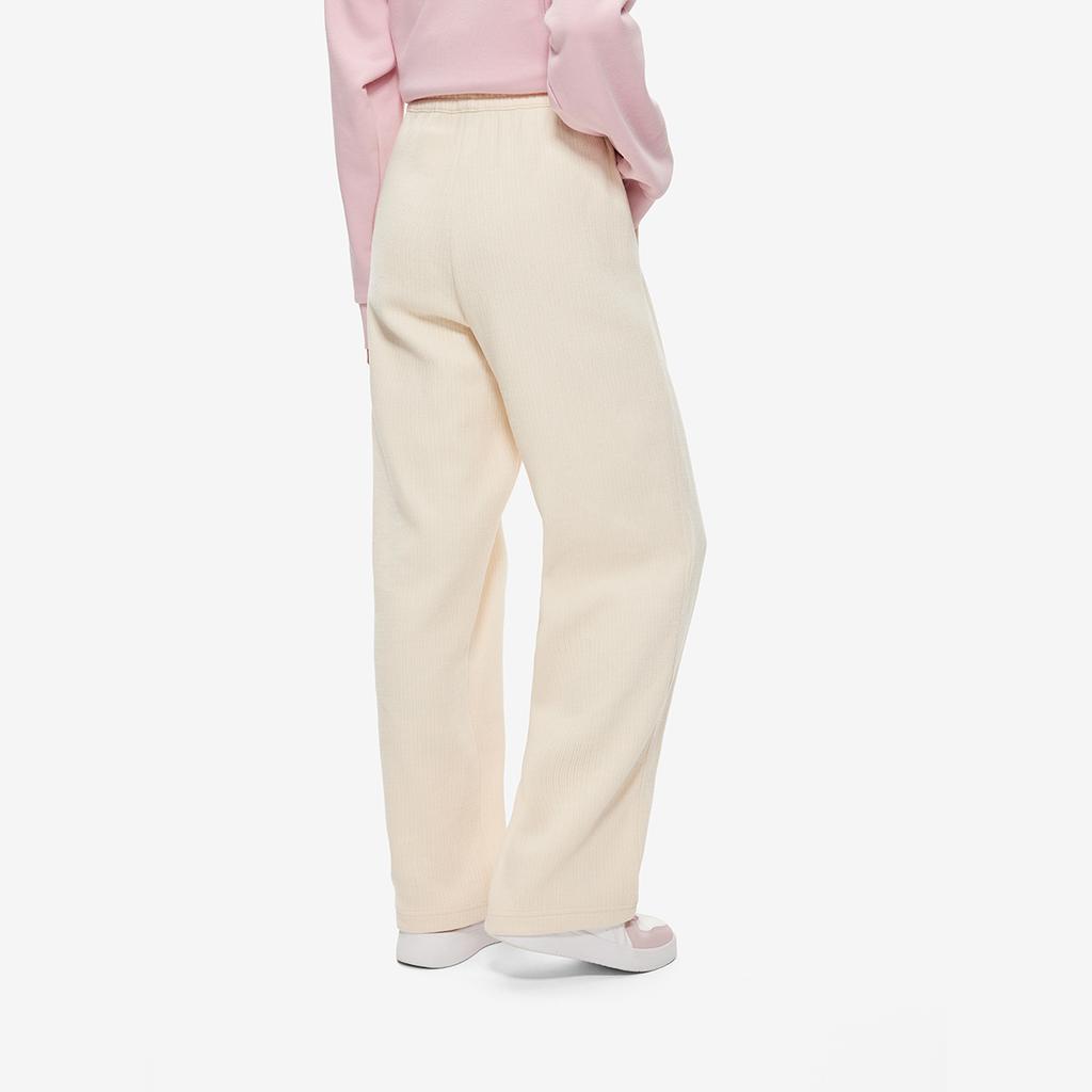 Li Ning Sports Lifestyle Series Mid Waist Casual Straight Leg Drawstring Versatile Knitted Sports Pants Women pants Swan-White AKLU912-4