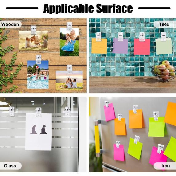 40PCS Tapestry Wall Hanging Clips, Tapestry Hangers Adhesive Clips for Hanging and Organization