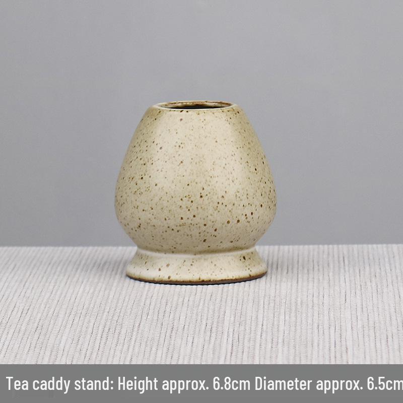 Japanese Ceramic Tea Ceremony Set: Matcha Bowl, Whisk Stand, Hyakuhon-Tate Whisk, and Scoop