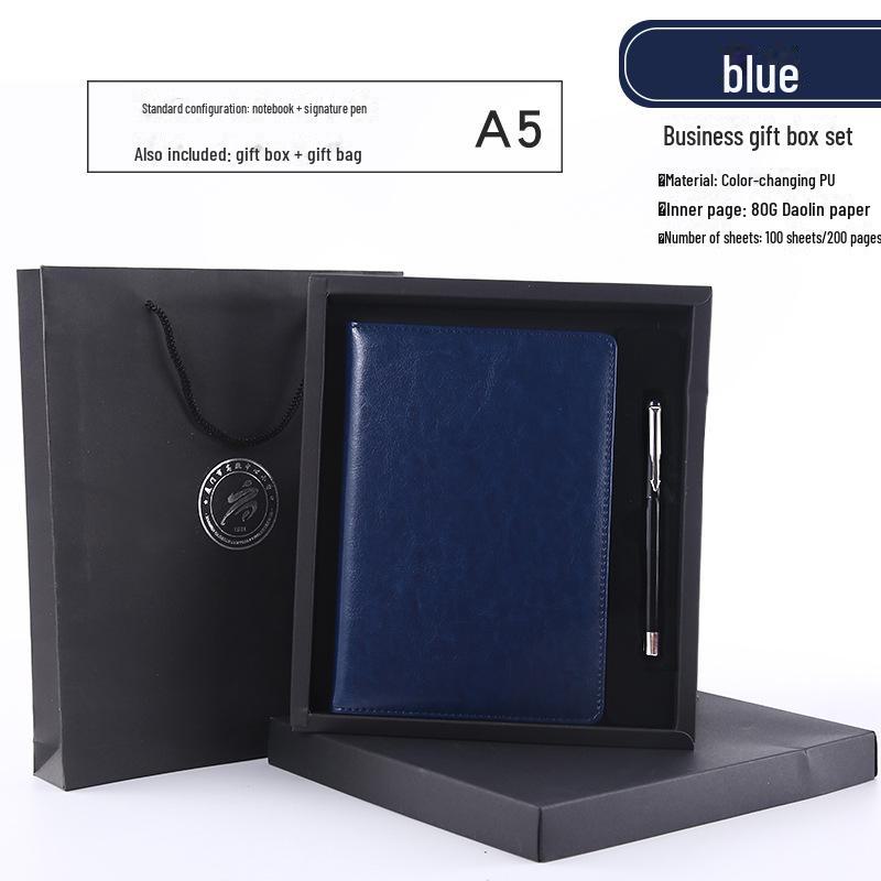 Premium Business Leather Notebook Gift Set with Custom Logo, A5/B5 Sizes, Thick Conference Notepad