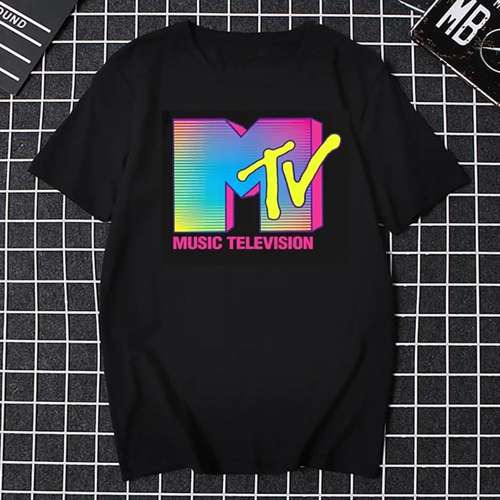 JRJZ Men's T-Shirt Mtv Retro Casual Cotton T-Shirt Retro Shirt Pop Music Tv Culture Bands Oversized Tops Men's Clothing #913091