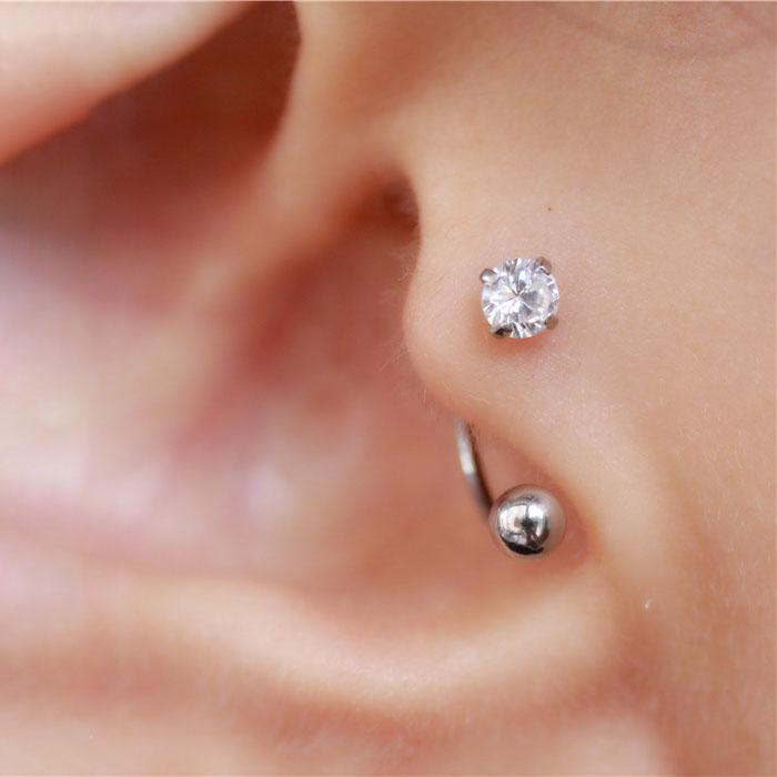 1pcs New Style Stainless Steel Ear Piercing Cz Stud Earrings Snake Moon Round Ball Arc Cartilage Helix Conch Screw Back Earring