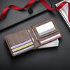 Herren Schlanke Brieftasche Kurze Faltbrieftasche mit Ausweisfenster Minimalistischer Kartenhalter Geldbörse Geschenk für Ehemann Vater