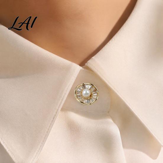 No Damage Scarf Button Faux Pearl Magnetic Pin Sew Safety Secure Pin for Shirts Sweater Reusable Clothing Decorative Brooch Anti Exposure Buttons