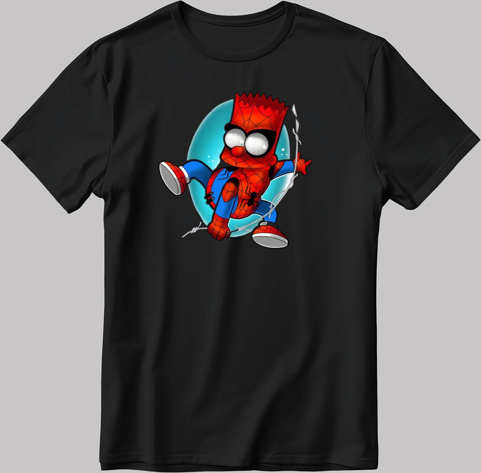 Funny Simpson Cosplay Spider Man Short Sleeve White-Black Men s / Women s T-Shirt N172 3XL