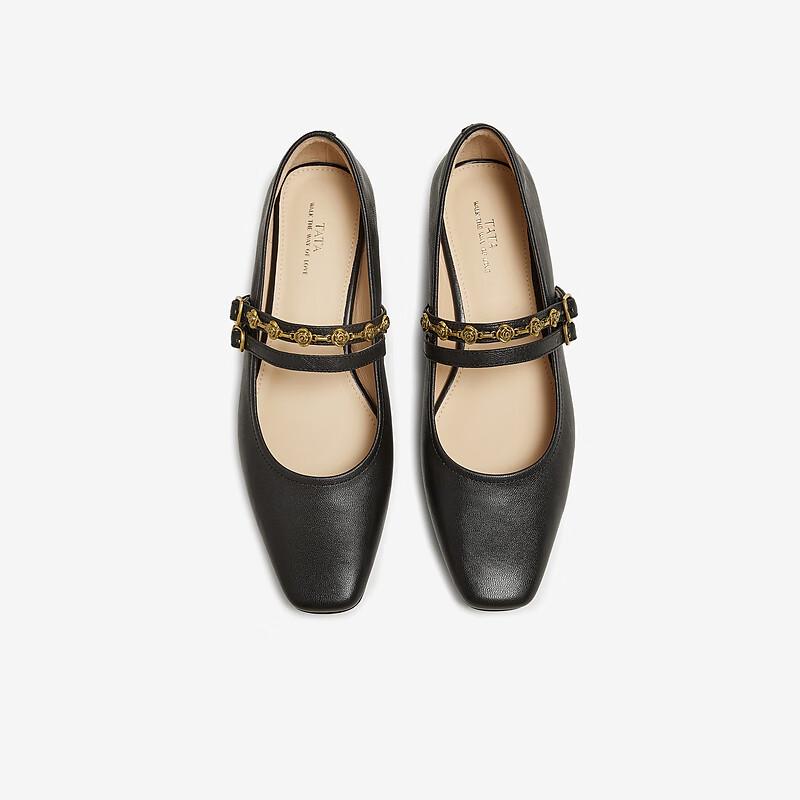 TATA Women's Sheepskin Mary Jane Flats