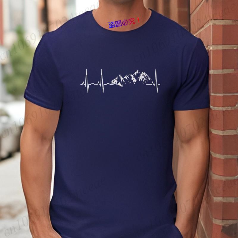 Футболка Mountain Heartbeat для мужчин, графическая футболка для альпинизма и пешего туризма в стиле Y2k, повседневная уличная одежда, футболки с коротким рукавом, мужская одежда оверсайз S