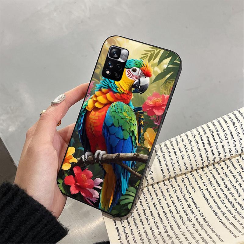 Pouzdro na telefon s papouškem ara pro Xiaomi Redmi note 13 12 Pro 11S 11 10 Pro 10S 12S Redmi 10 13C 9C