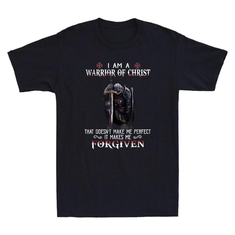 Christian Knight Templar I Am A Warrior Of Christ Forgiven Vintage Men s T-Shirt L