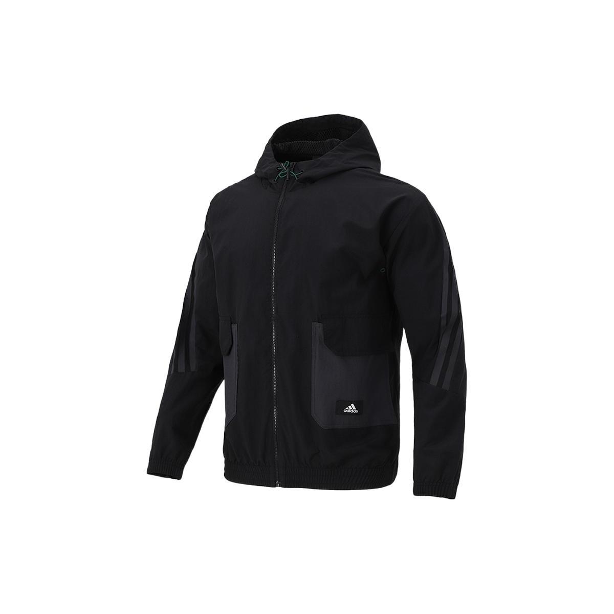 adidas M Fi Wv Bst Fz Sports hooded Logo Jacket Black Men s H65370 S
