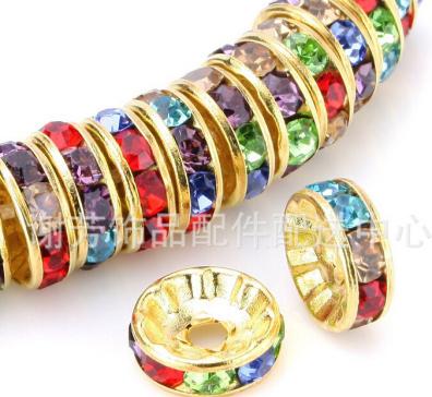 100 sztuk 4/6/8/10mm Metalowe Koraliki Kryształowe Cyrkonie Rondelle Koraliki Dystansowe Do Tworzenia Biżuterii Bransoletka Naszyjnik Akcesoria DIY