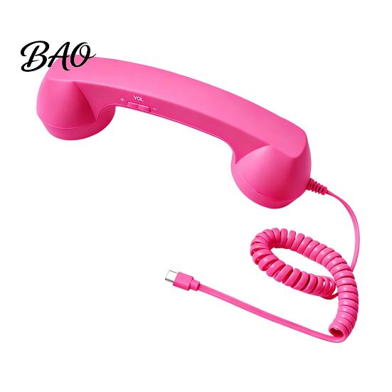 Vintage Style Handset Retro Phone for Mobile Phones, Type-C Wired Handheld Unique Gadget Calls Cell Receiver with Microphone Calls, Meetings,