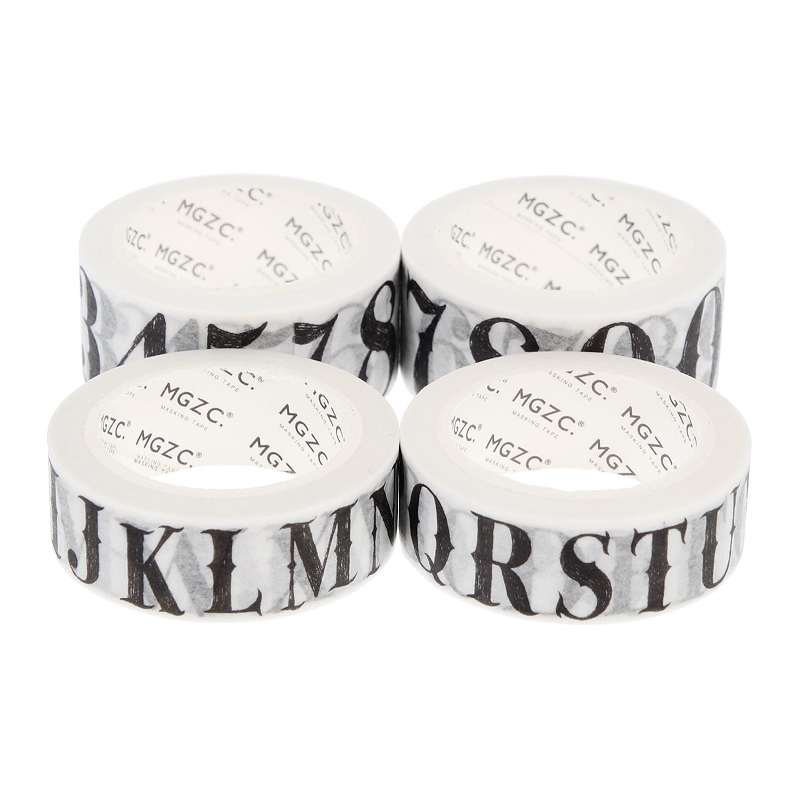 

4 рулона клейкой ленты васи для украшения журнала, скрапбукинга, декоративного клея, декоративной бумаги, самодельных поделок, японских лент с буквами алфавита и цифрами