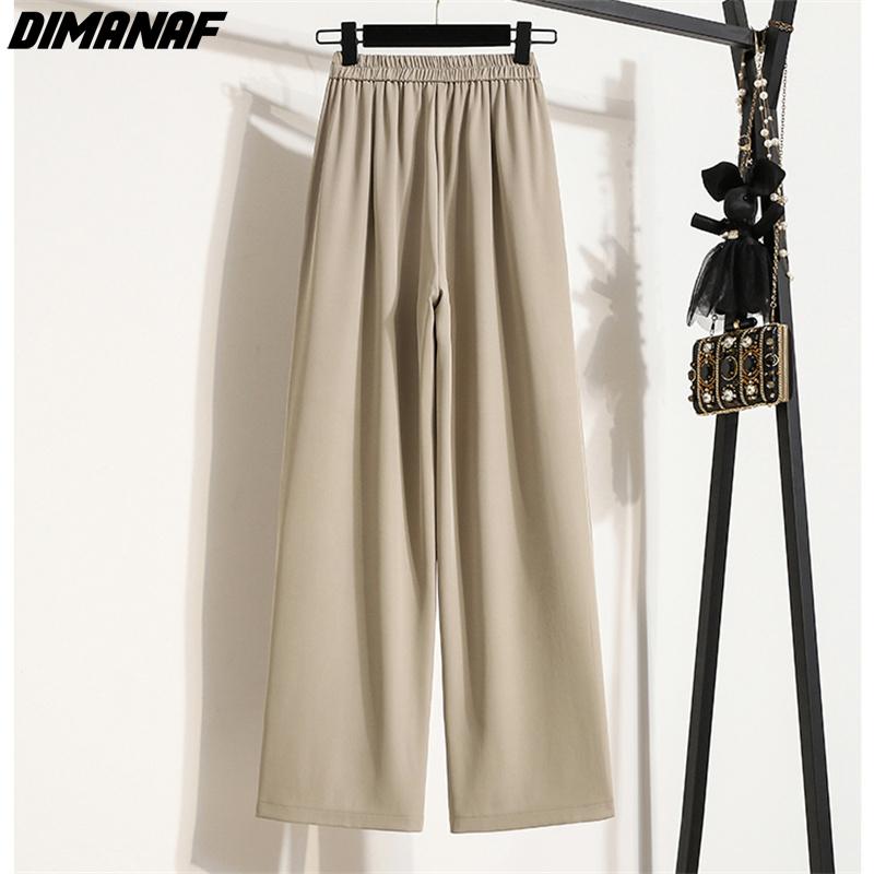 DIMANAF 2023 Summer Pants High Waist Women Straight Basic Pants Loose Casual Female Casual Trousers Pants 5XL