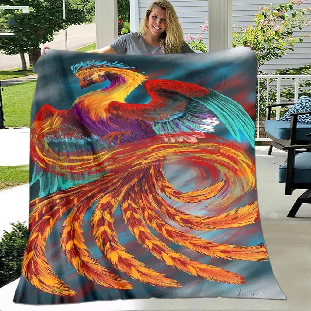 Inferno Phoenix Series digitalprinted polyester Bedroom velvet flannel cover blanket Fleece soft sofa cover blankets for beds