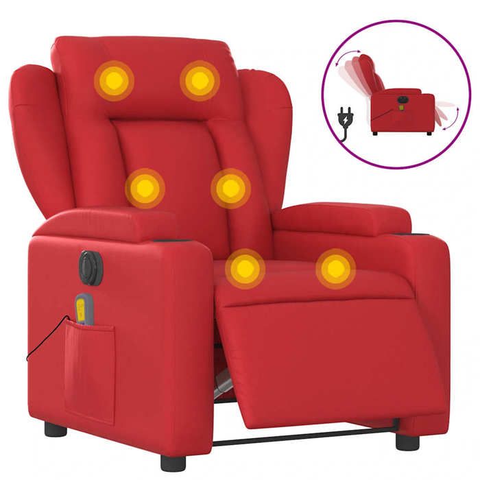 VidaXL Electric Reclining Massage Chair Red Faux Leather 3204542