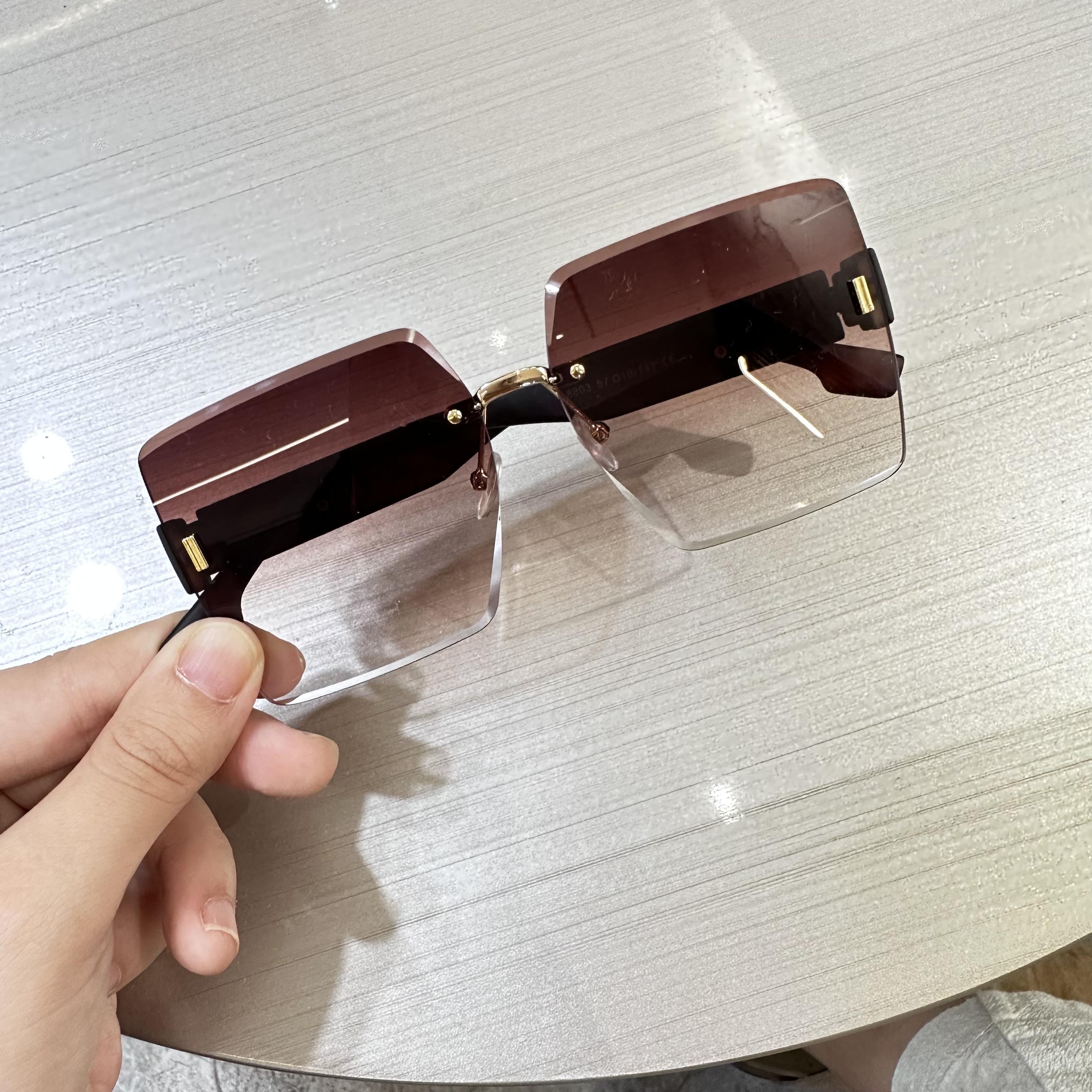 2024 Fashion Retro Leopard Head Rimless Sunglasses UV400 Protects Men and Women with Large Frame Sunglasses Metal Sunglasses
