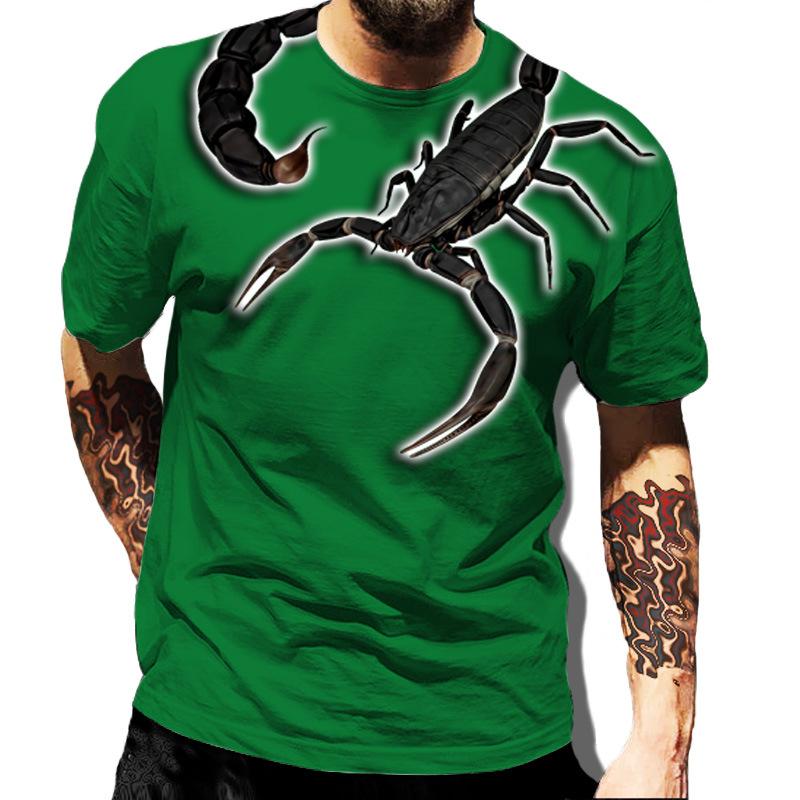 Popular Hip Hop Cool Scorpion 3D Printed Pattern Men's Street Casual T-shirt