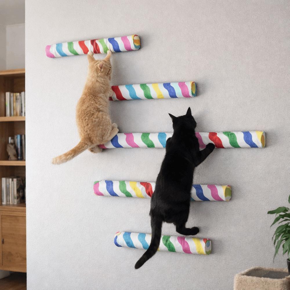 Self Adhesive Cats Scratching Post Wall Mounted Wear Resistant Cat Scratch Board Space Saving Colorful Cat Climbing Frame