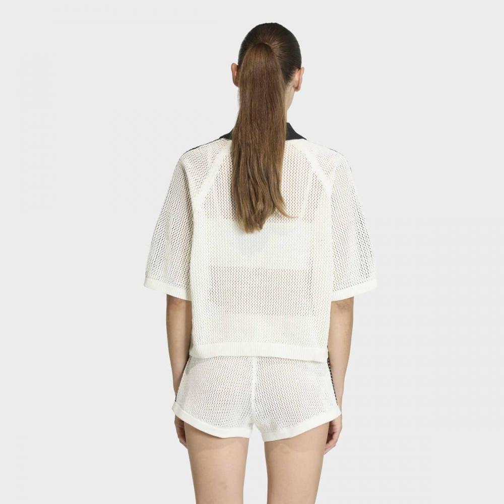 adidas Women S refreShing And faShionable looSe Fit Knit Crochet Polo Shirt Kc.