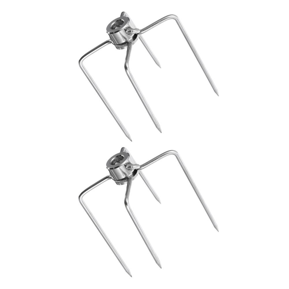 2 Pcs Barbecue Fork Stick Rotisserie Prongs Meat Forks Grill Rotating Sticks Silver